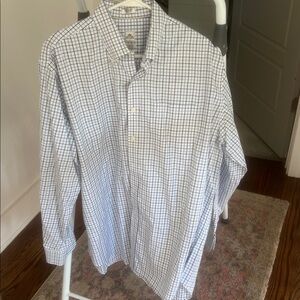 Peter Millar nanoluxe easycare Blue and White Plaid Shirt